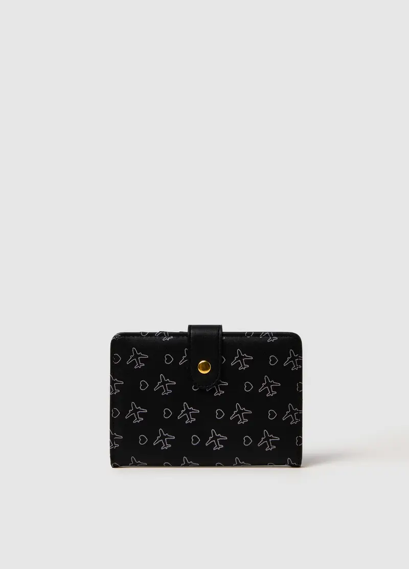 OVS , Portafoglio Da Donna In Pvc Multicolor Con Aeroplani, Multicolor, Taglia: ONE SIZE