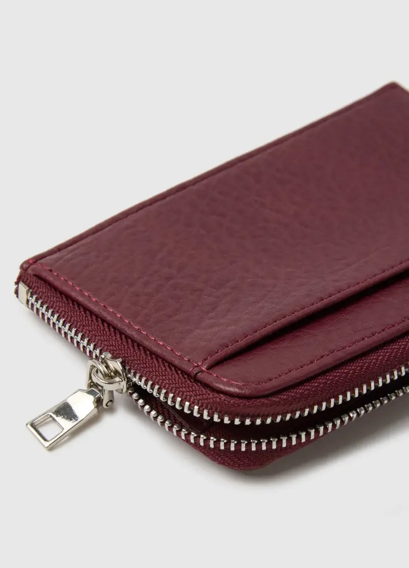 Portafoglio Rosso Con Zip, Donna, Rosso miniatura 3