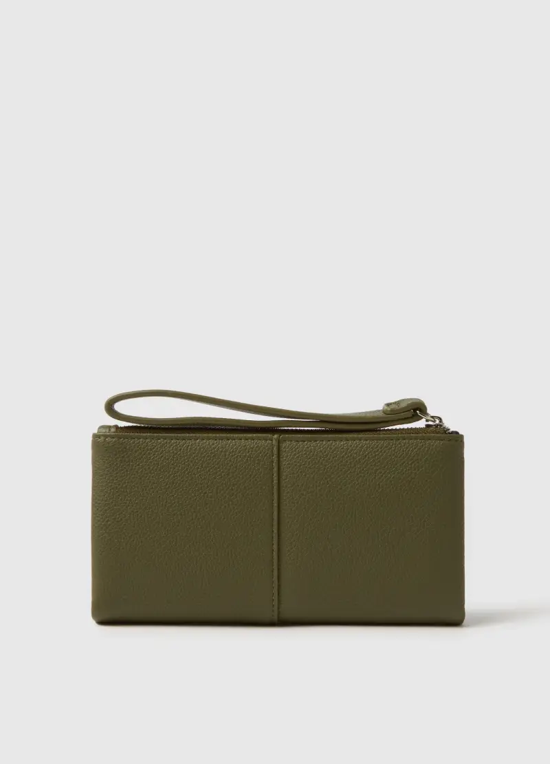 Portafoglio Verde Con Zip, Donna, Verde miniatura 2