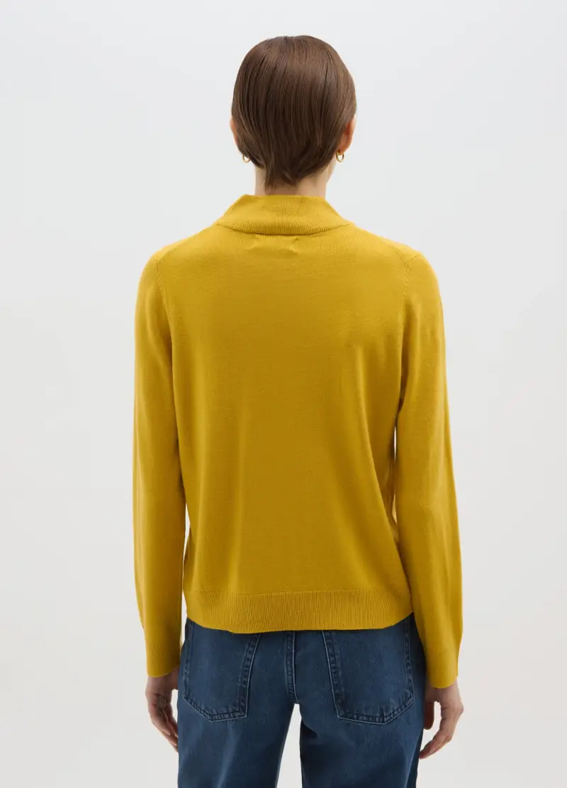 Pullover A Collo Alto Giallo Regular Fit, Donna, Giallo miniatura 3
