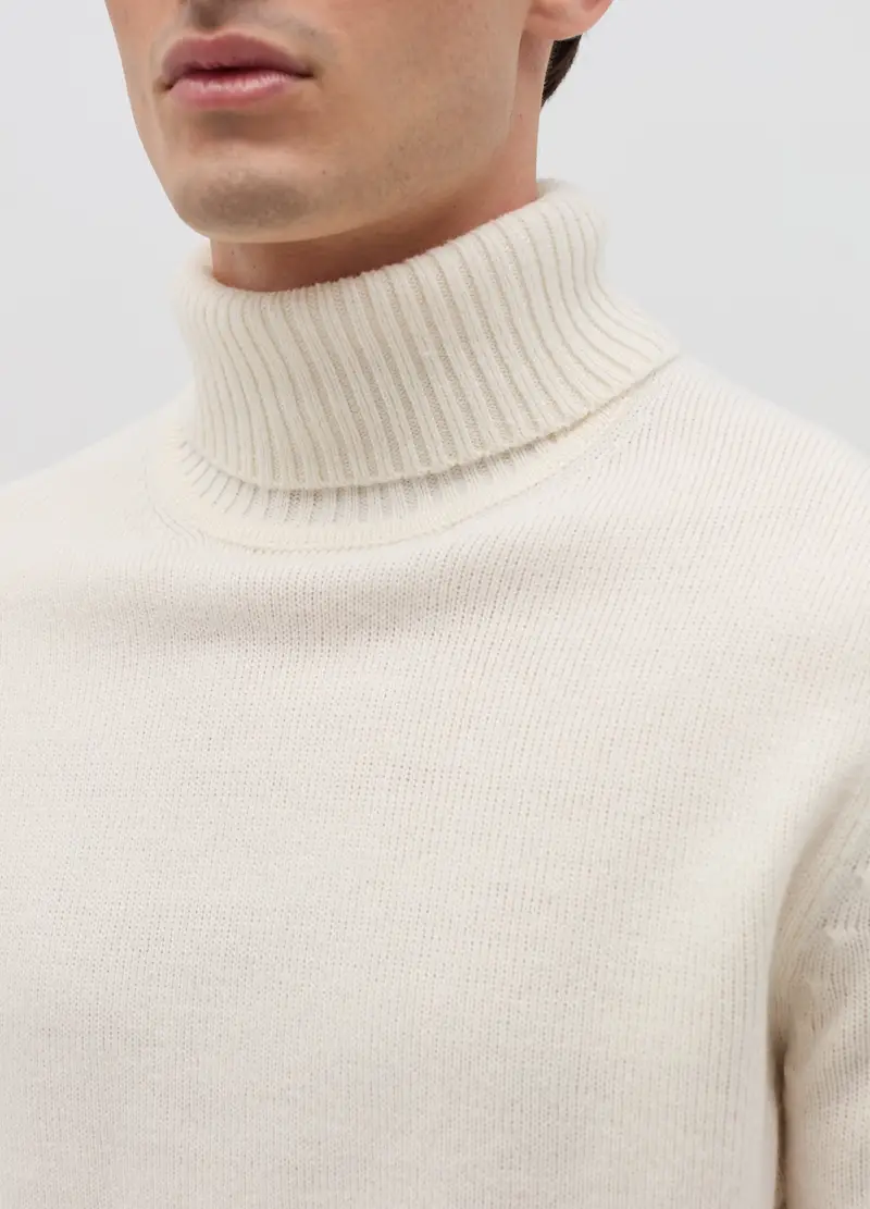 , Pullover A Collo Alto, Uomo, Bianco miniatura 3
