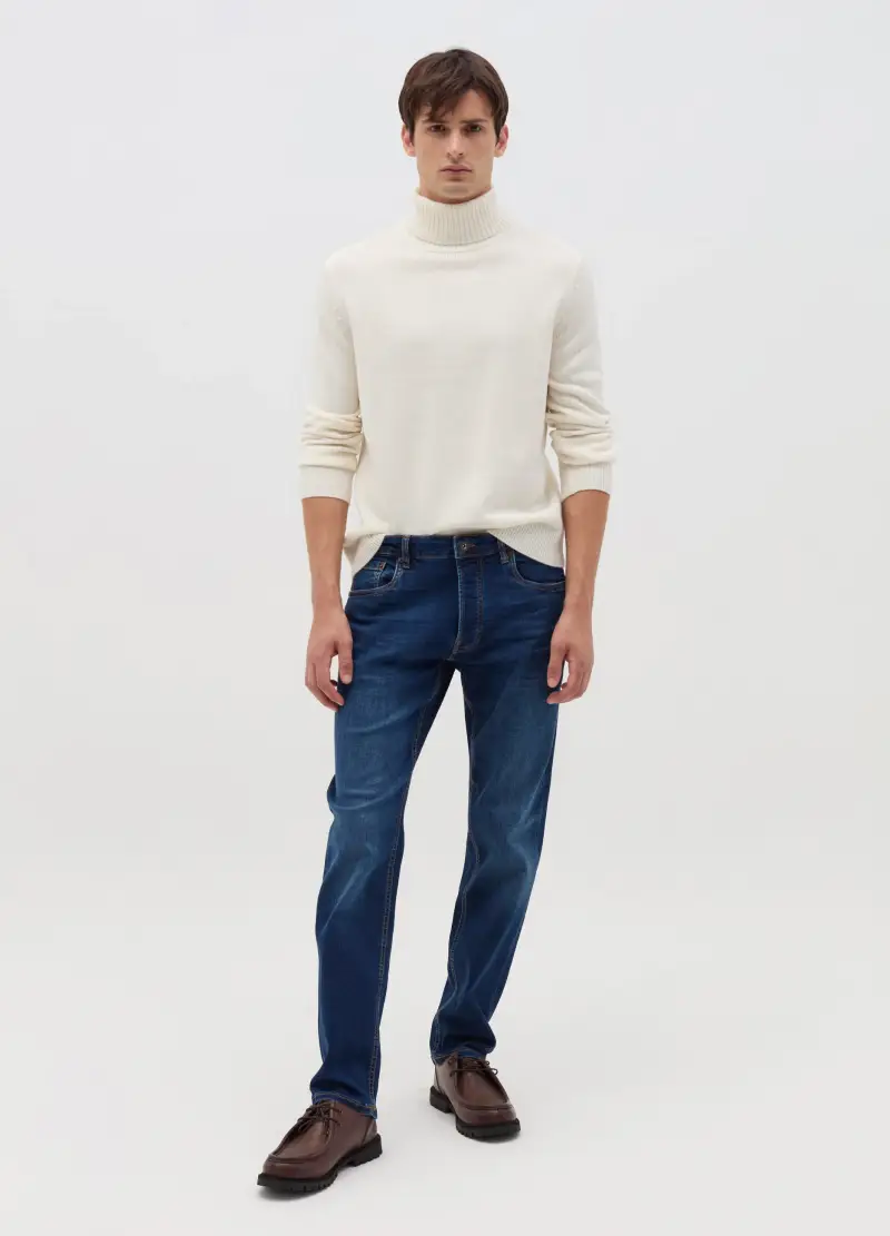 Pullover A Collo Alto, Uomo, Bianco