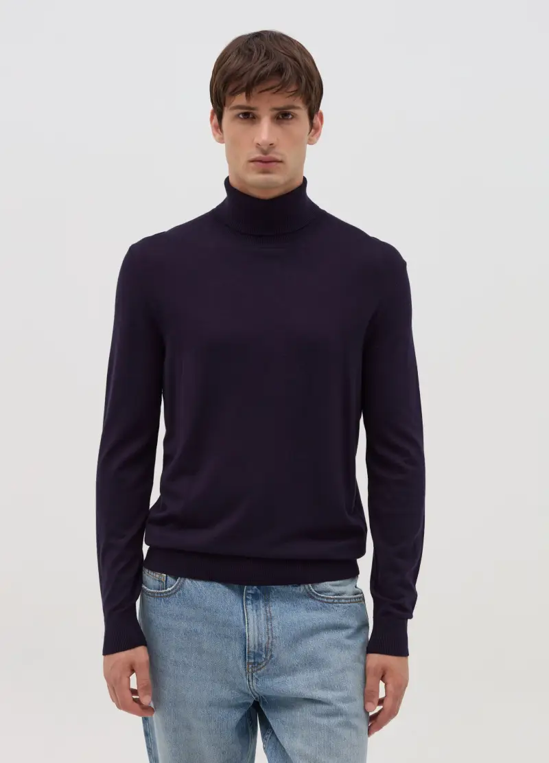 , Pullover A Collo Alto, Uomo, Blu miniatura 2