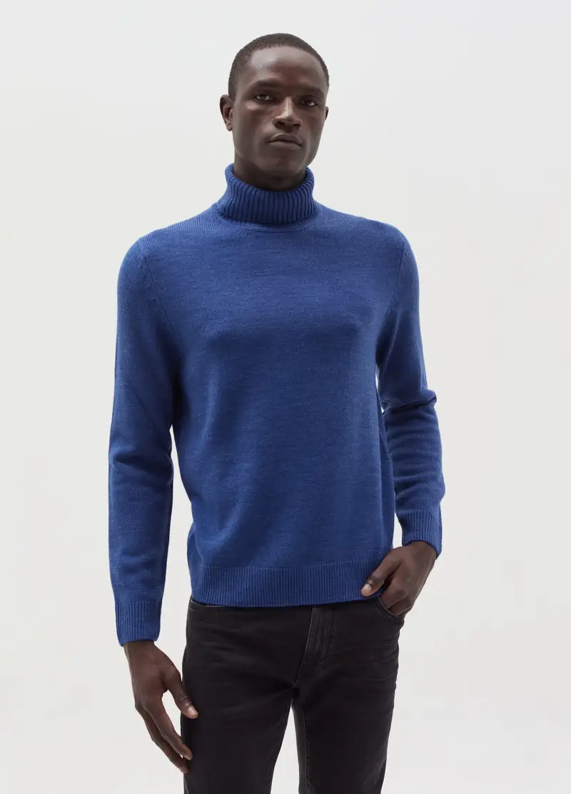 , Pullover A Collo Alto, Uomo, Blu miniatura 2