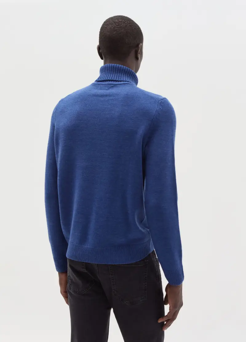 , Pullover A Collo Alto, Uomo, Blu miniatura 3