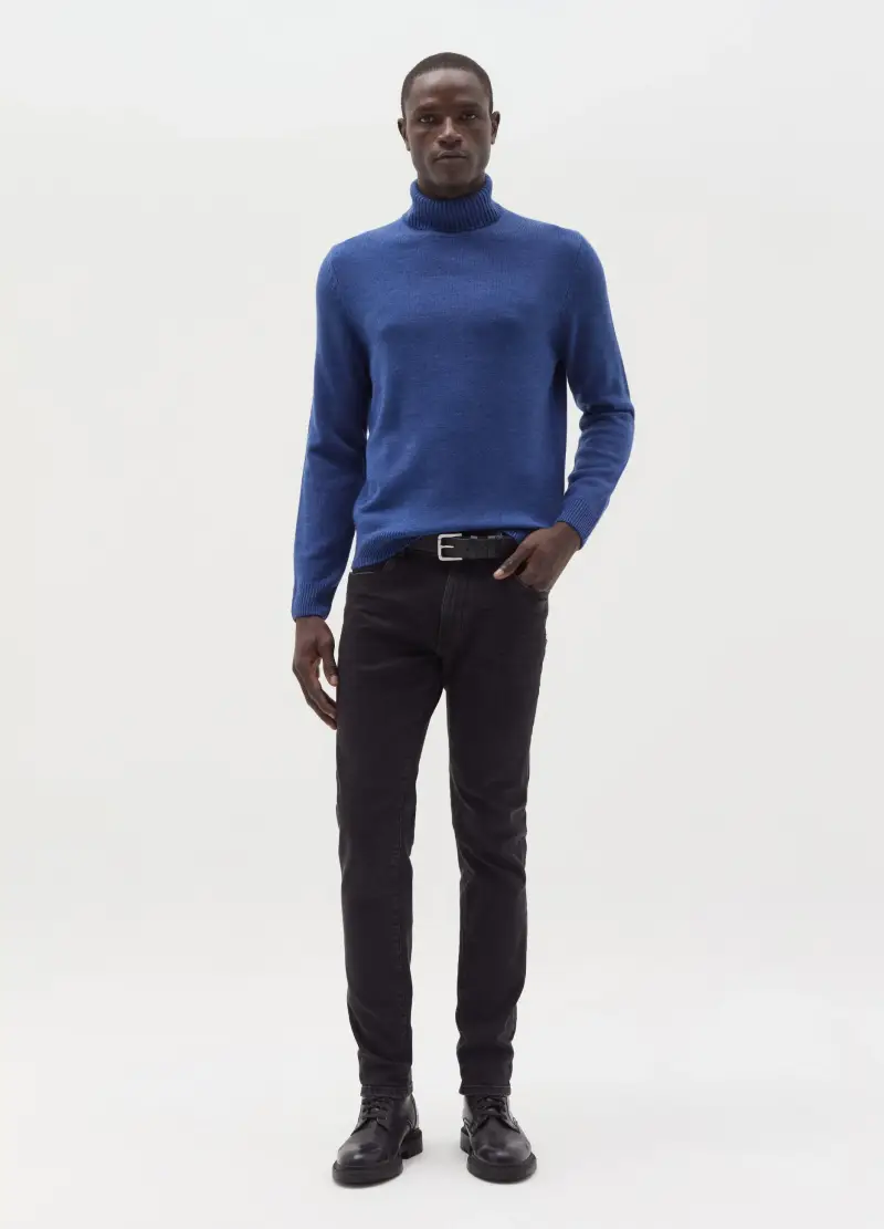 Pullover A Collo Alto, Uomo, Blu