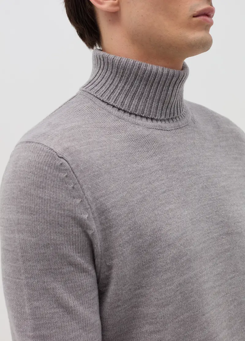 , Pullover A Collo Alto, Uomo, Grigio miniatura 3