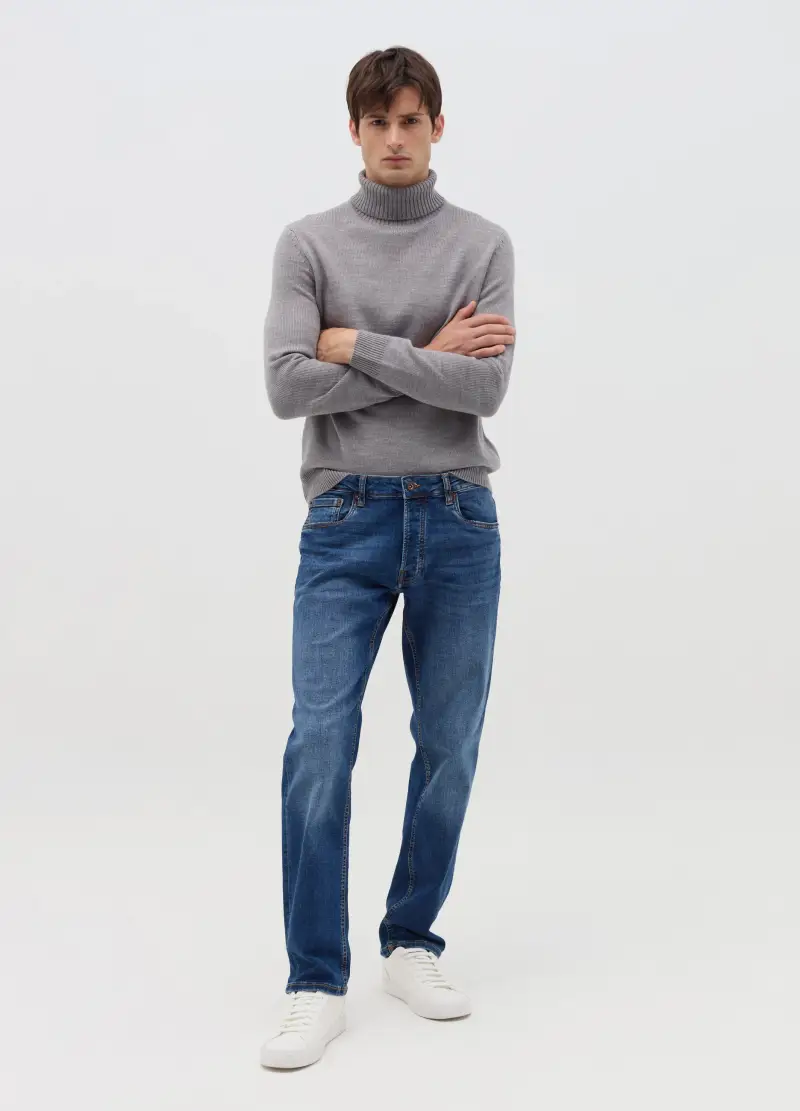 Pullover A Collo Alto, Uomo, Grigio