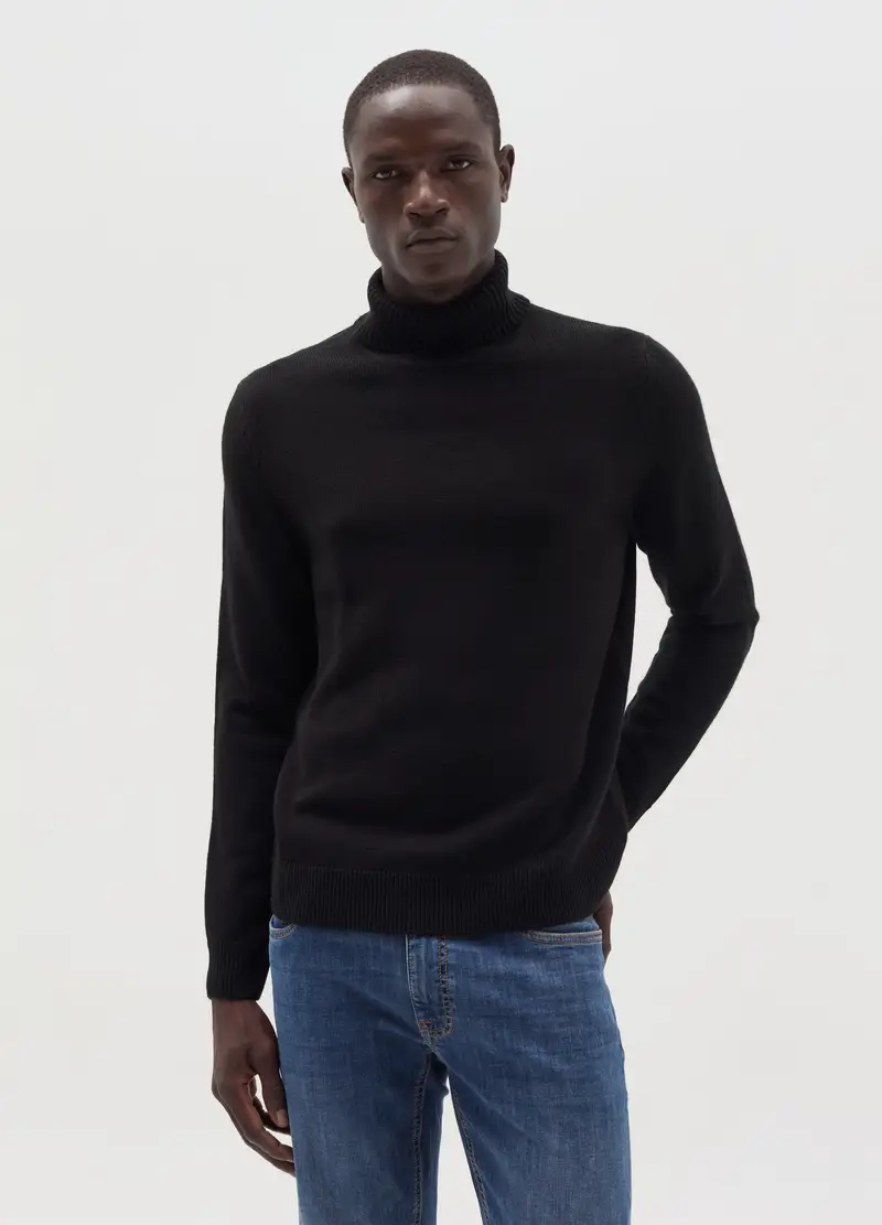 Pullover A Collo Alto, Uomo, Nero