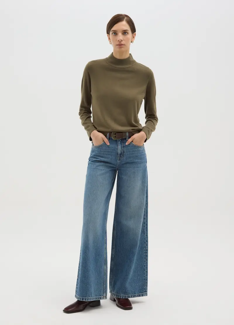 Pullover A Collo Alto Verde Regular Fit, Donna, Verde