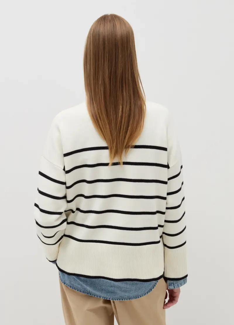 , Pullover A Righe Con Spacchi, Donna, Multicolor miniatura 3