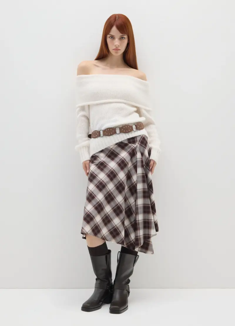 Pullover Bianco Con Scollo A Barca, Donna, Bianco