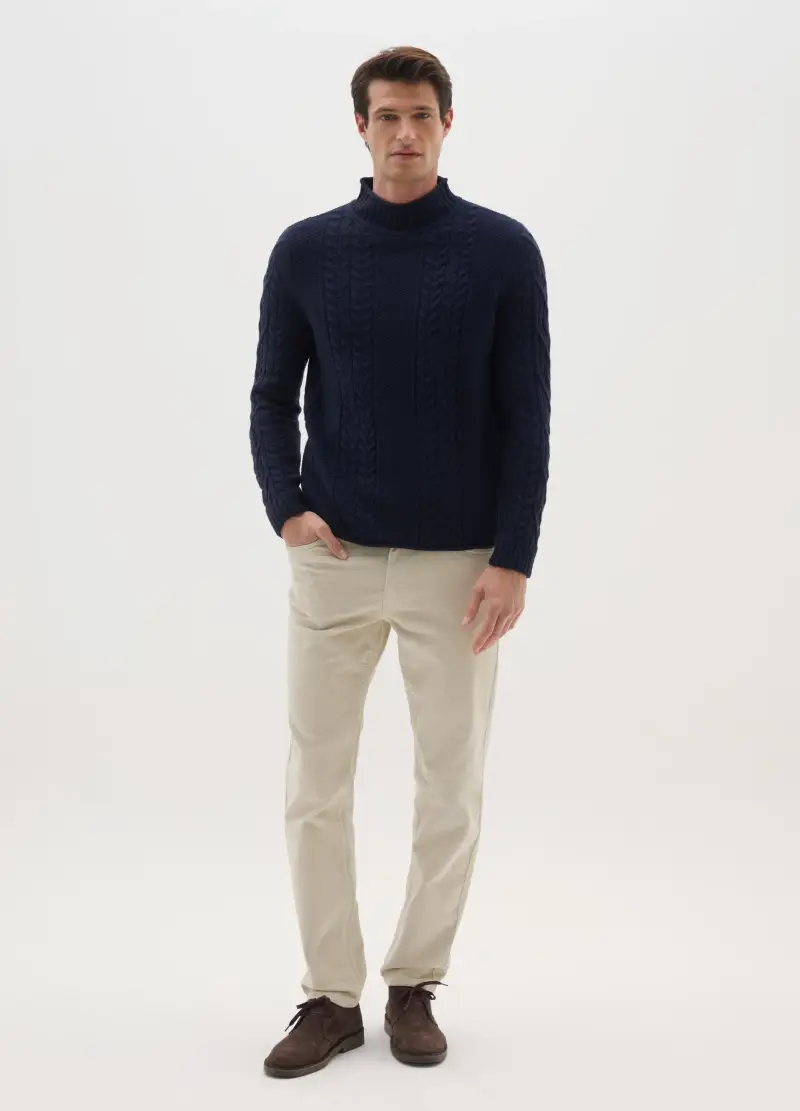 Pullover Blu Lavorato A Maglia Regular Fit, Uomo, Blu miniatura 2