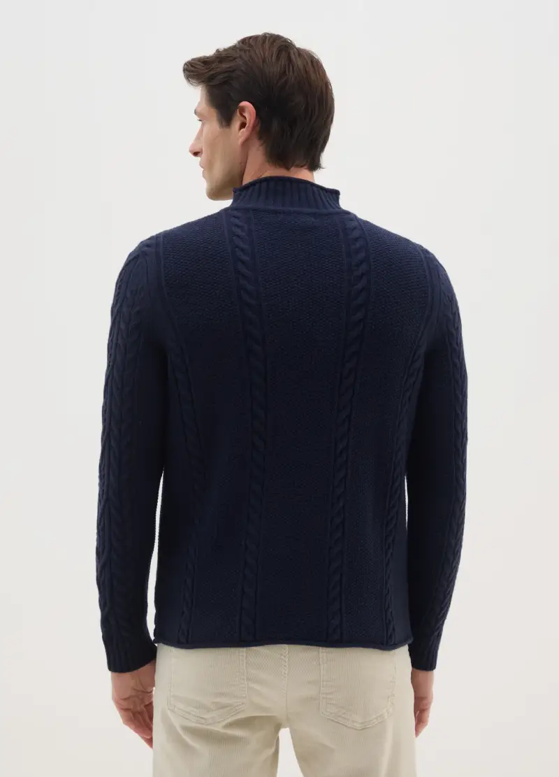 Pullover Blu Lavorato A Maglia Regular Fit, Uomo, Blu miniatura 3