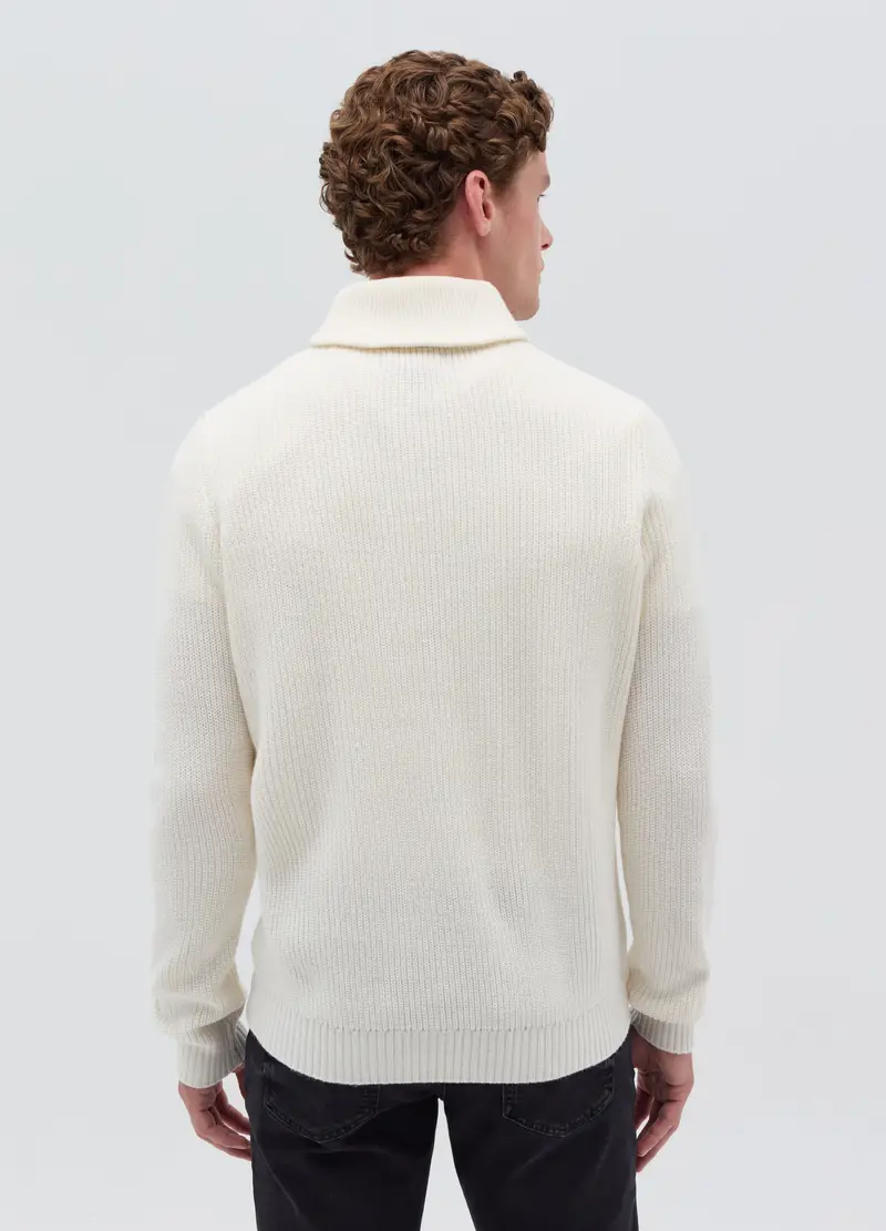 , Pullover Con Collo A Scialle, Uomo, Bianco miniatura 3