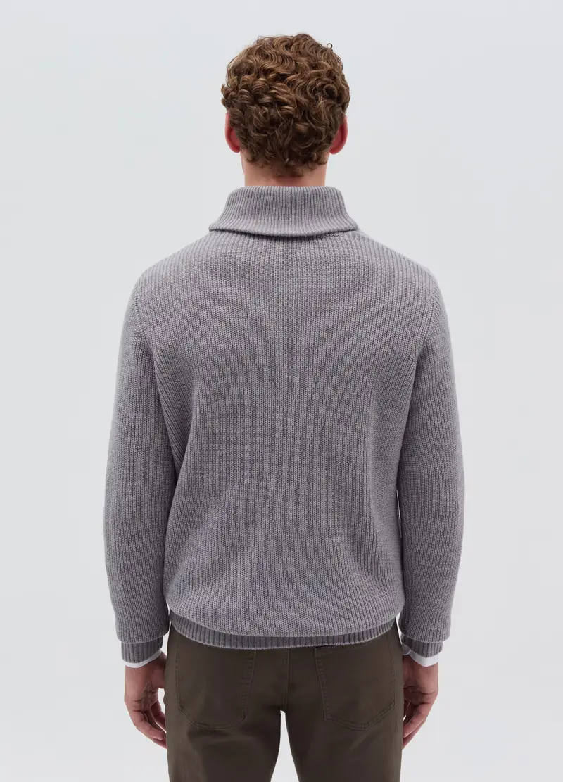 Pullover Con Collo A Scialle, Uomo, Grigio miniatura 3