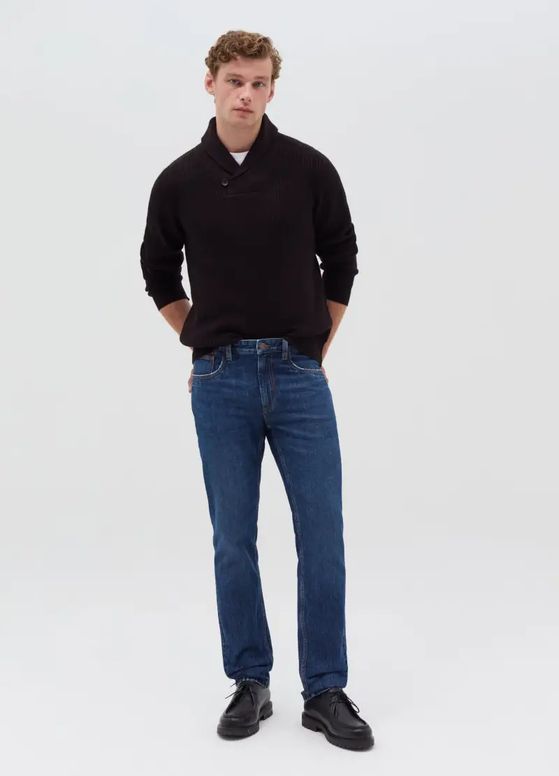 , Pullover Con Collo A Scialle, Uomo, Nero miniatura 2