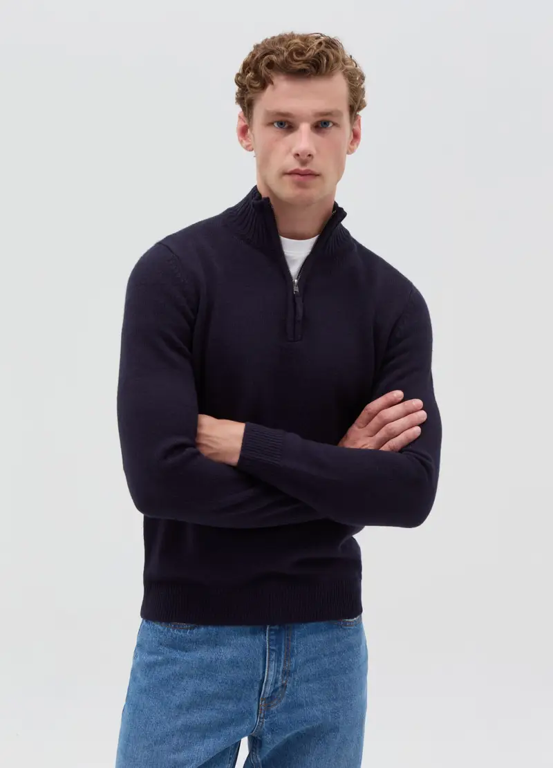 , Pullover Con Collo Half-zip, Uomo, Blu miniatura 2
