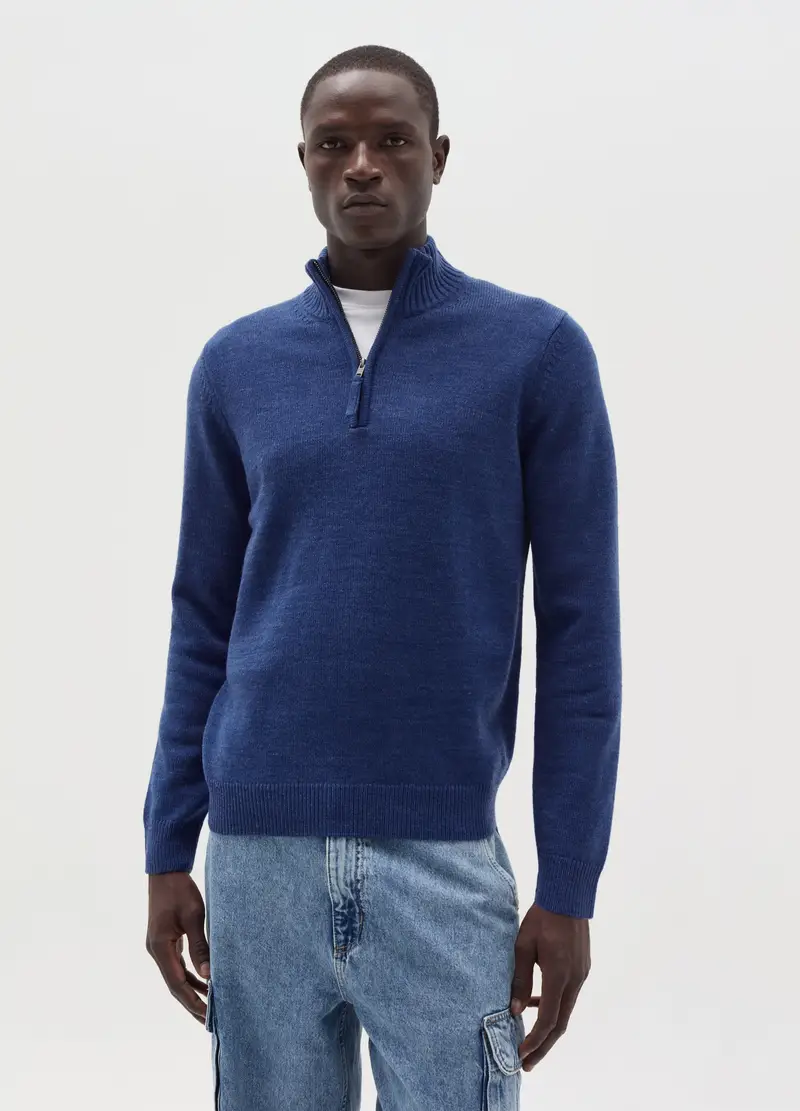 , Pullover Con Collo Half-zip, Uomo, Blu miniatura 2