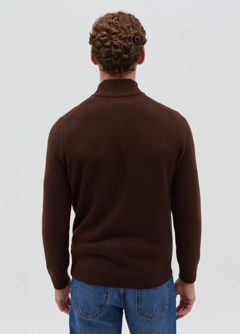 , Pullover Con Collo Half-zip, Uomo, Marrone miniatura 3