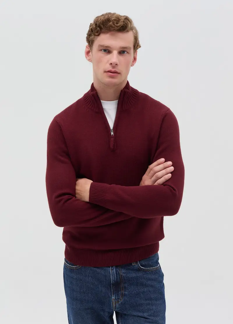 , Pullover Con Collo Half-zip, Uomo, Rosso miniatura 2