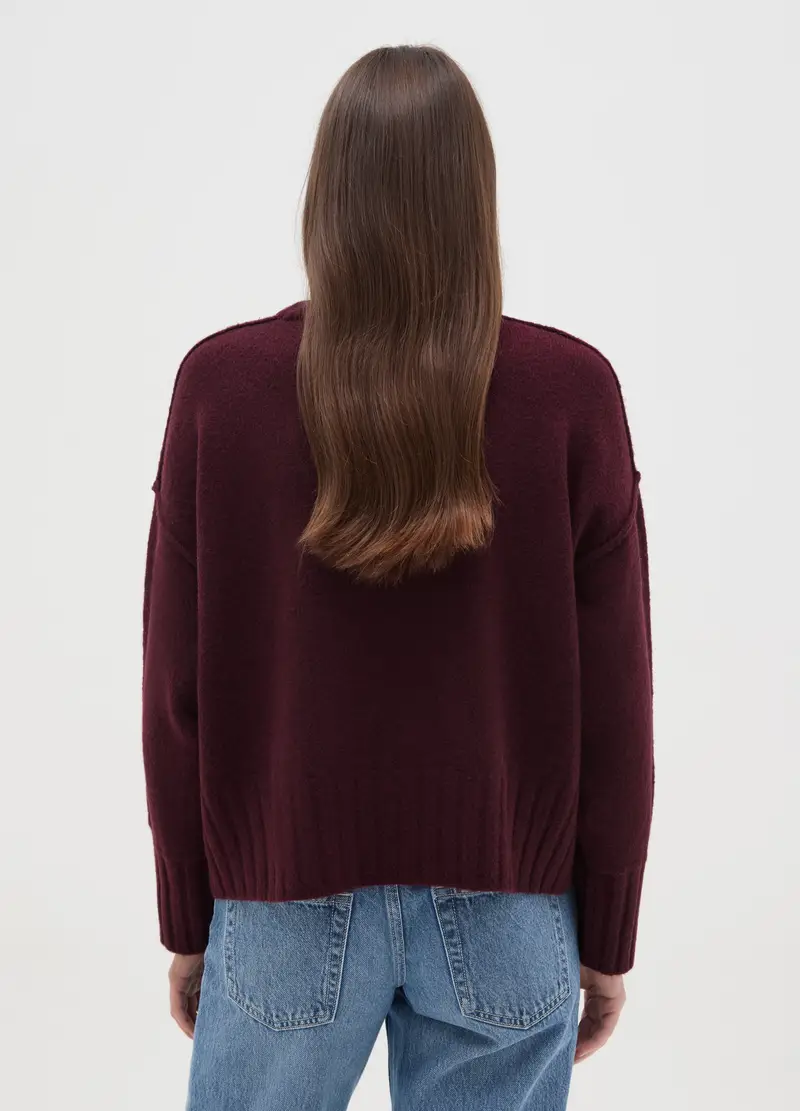 Pullover Con Girocollo Rosso Vestibilità Over, Donna, Rosso miniatura 3