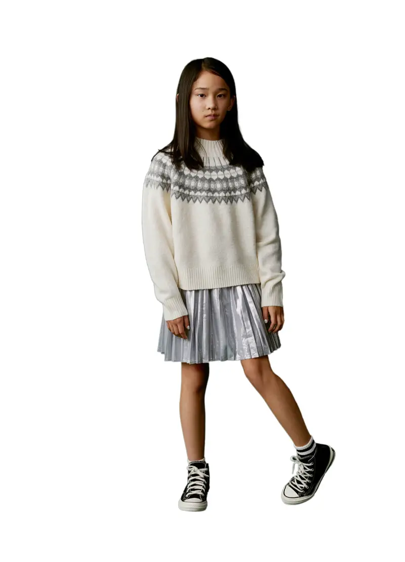 Pullover Con Lavorazione Fair Isle, Unisex, Bianco