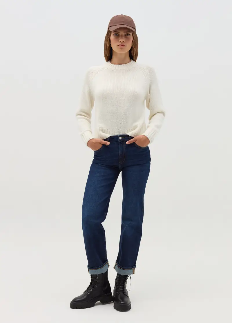 Pullover Con Maniche Raglan, Donna, Bianco