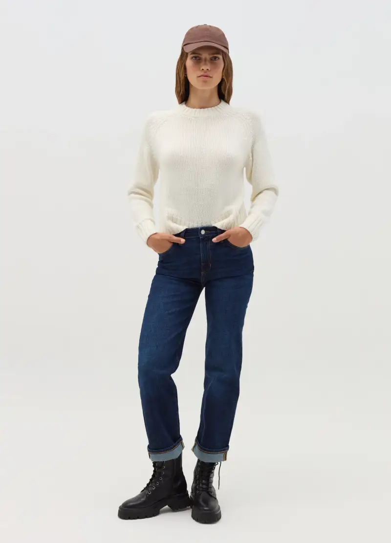 Pullover Con Maniche Raglan, Donna, Bianco