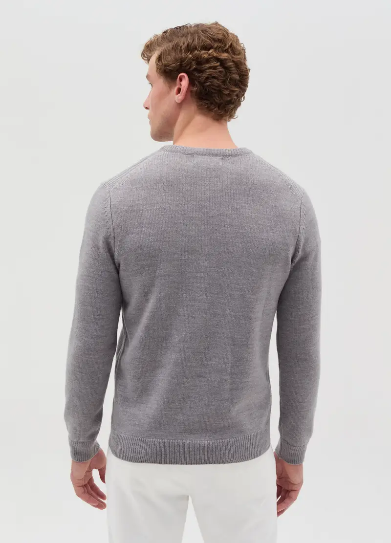 , Pullover Con Scollo A V, Uomo, Grigio miniatura 3