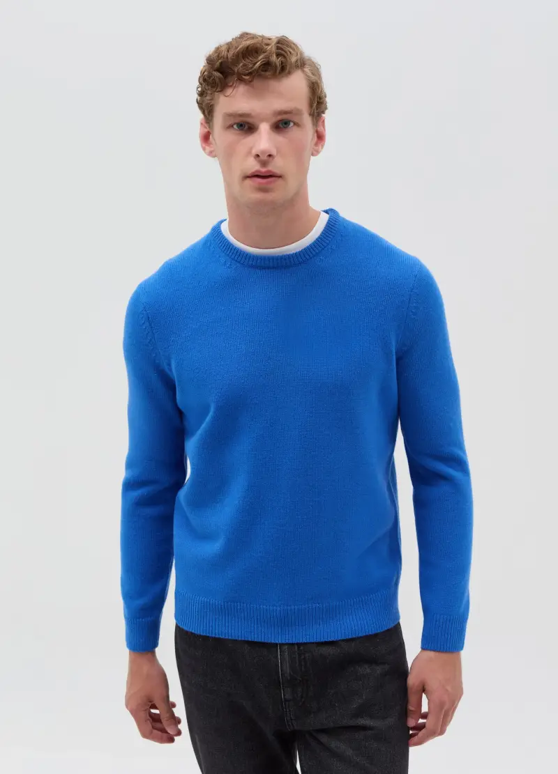 , Pullover Con Scollo Rotondo, Uomo, Blu miniatura 3