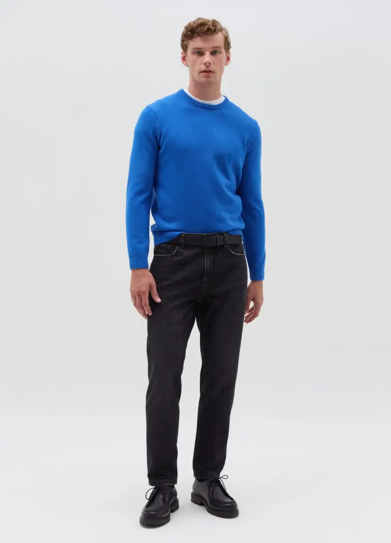 Pullover Con Scollo Rotondo, Uomo, Blu
