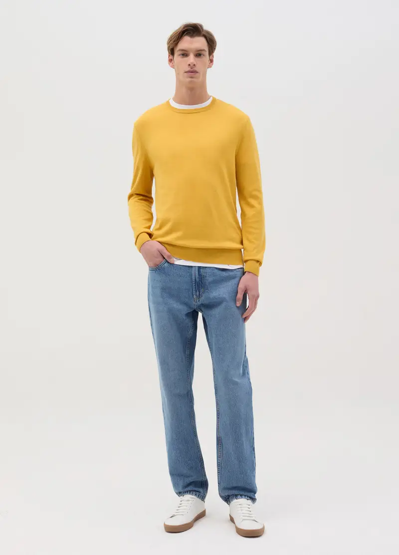 Ovs Pullover Uomo Giallo con Scollo Rotondo