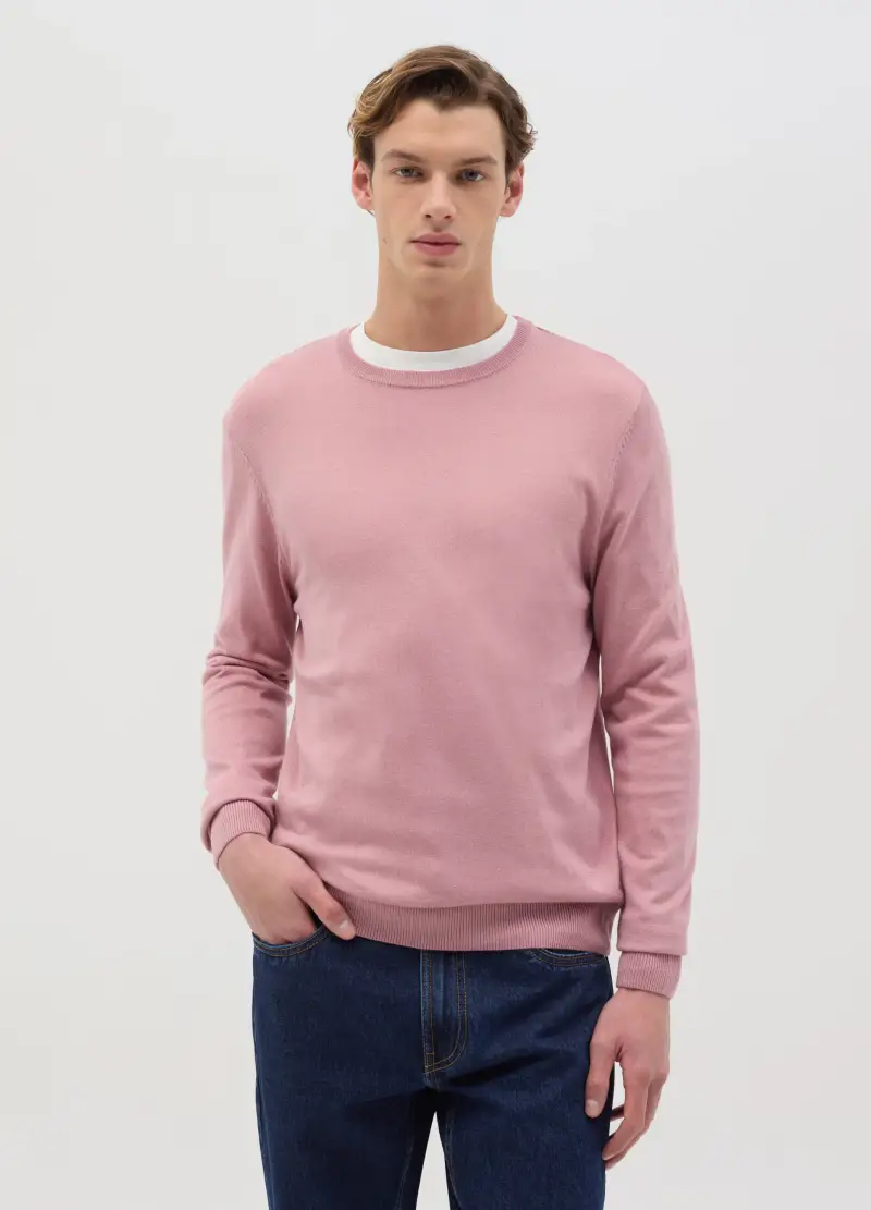 Ovs Pullover Uomo Rosa in Misto Cotone miniatura 2