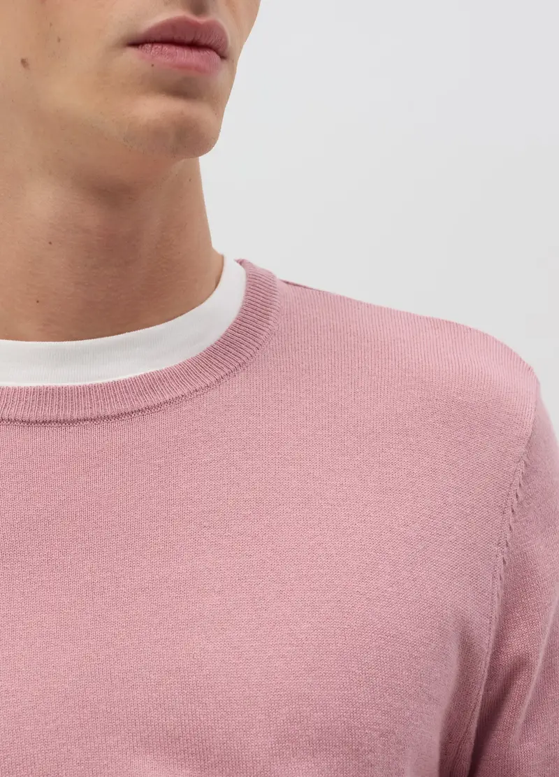 Ovs Pullover Uomo Rosa in Misto Cotone miniatura 3