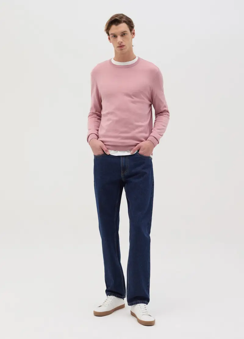 Ovs Pullover Uomo Rosa in Misto Cotone