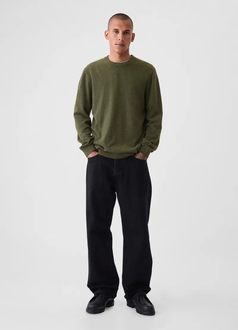 , Pullover Con Scollo Rotondo, Uomo, Verde miniatura 2