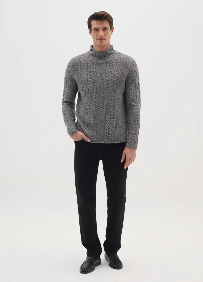 Pullover Grigio Lavorato A Maglia Regular Fit, Uomo, Grigio miniatura 2