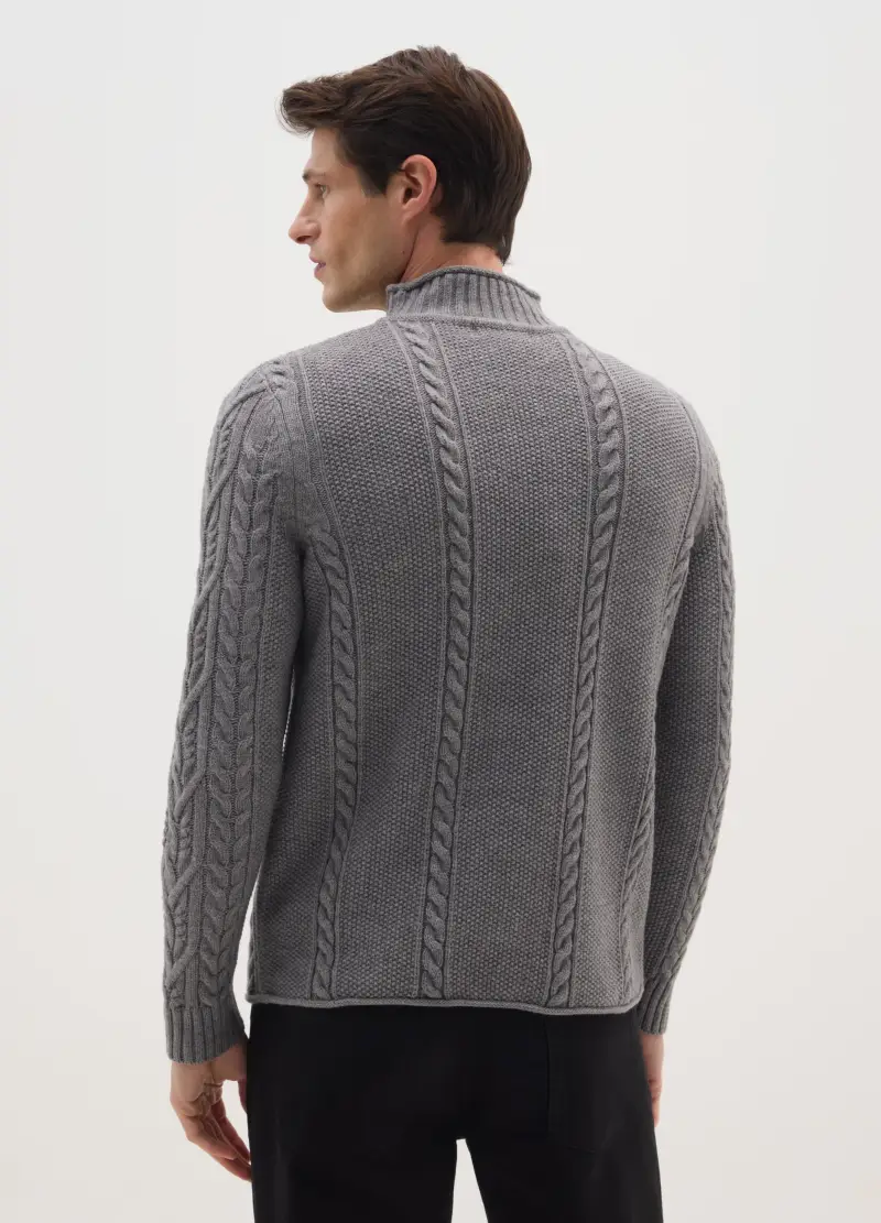 Pullover Grigio Lavorato A Maglia Regular Fit, Uomo, Grigio miniatura 3