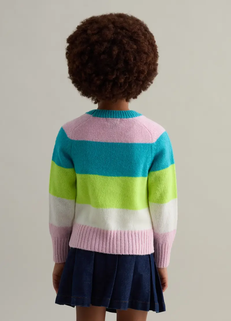 Pullover In Fantasia A Righe, Bambina, Multicolor miniatura 2