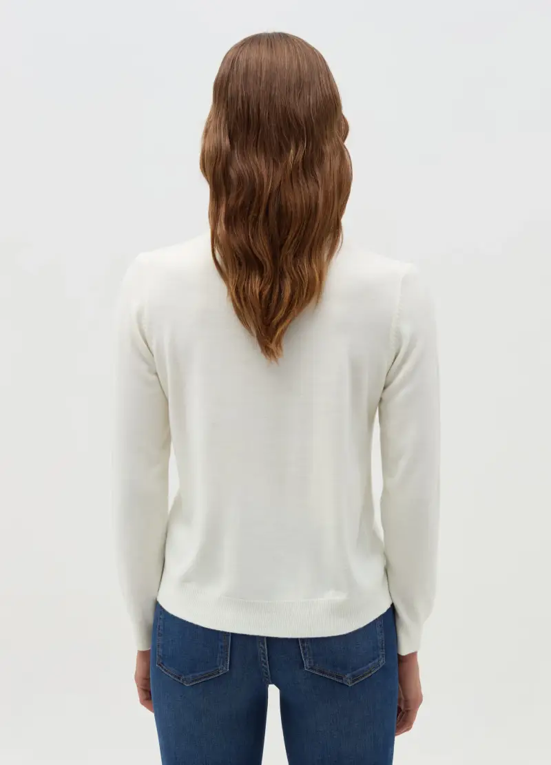 , Pullover Mock Neck, Donna, Bianco miniatura 3