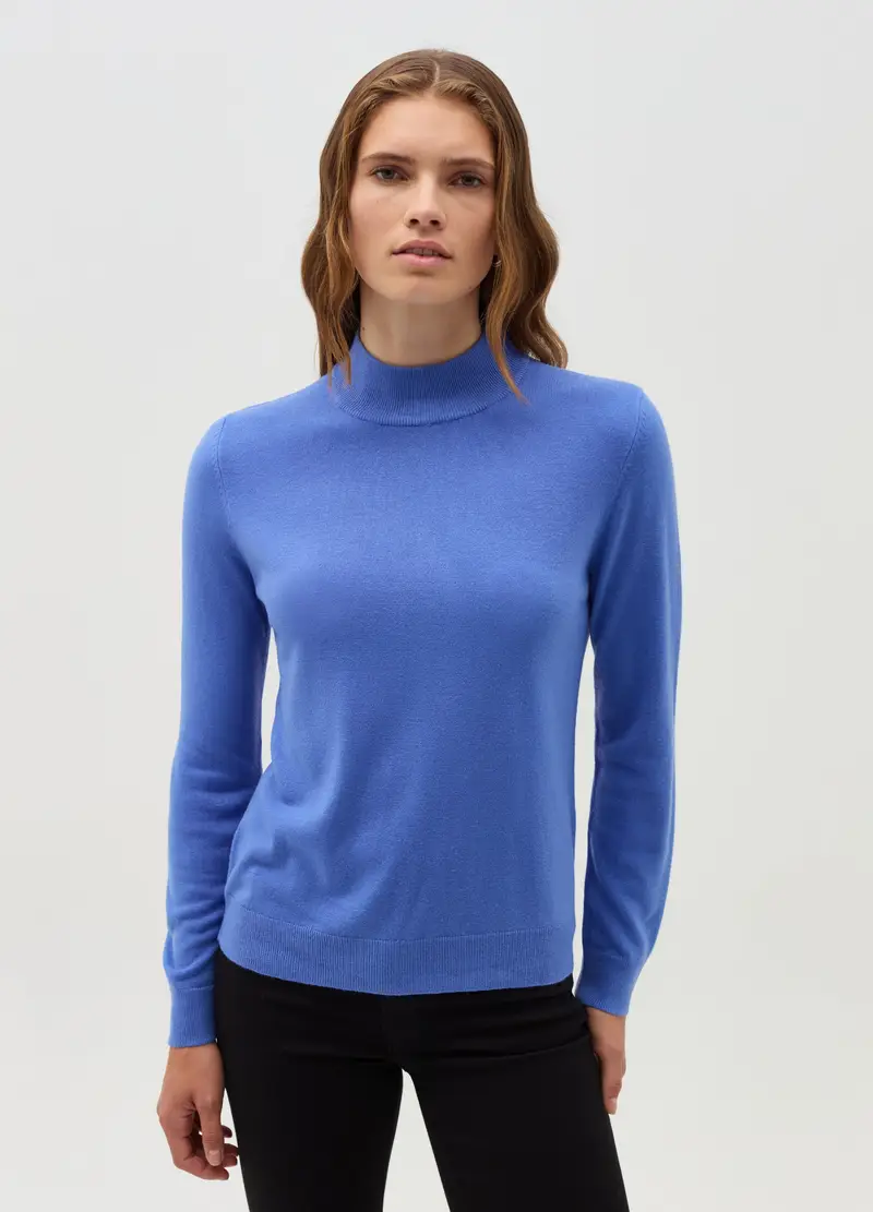 , Pullover Mock Neck, Donna, Blu miniatura 2