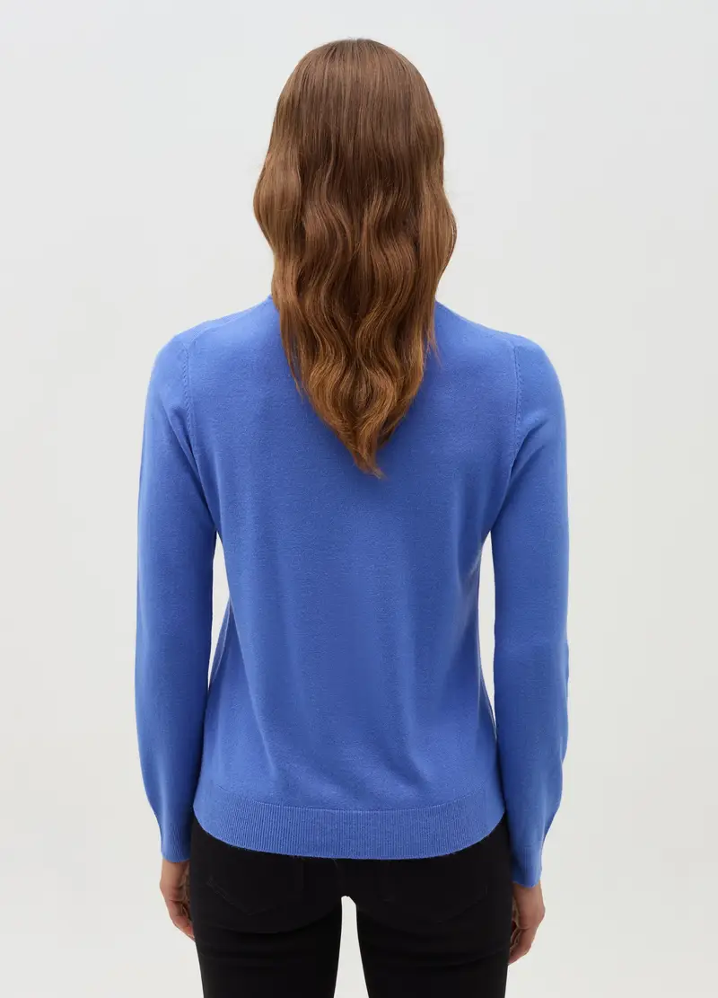 , Pullover Mock Neck, Donna, Blu miniatura 3