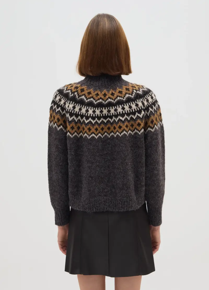 Pullover Multicolor Regular Fit Con Motivo Jacquard, Donna, Multicolor miniatura 3