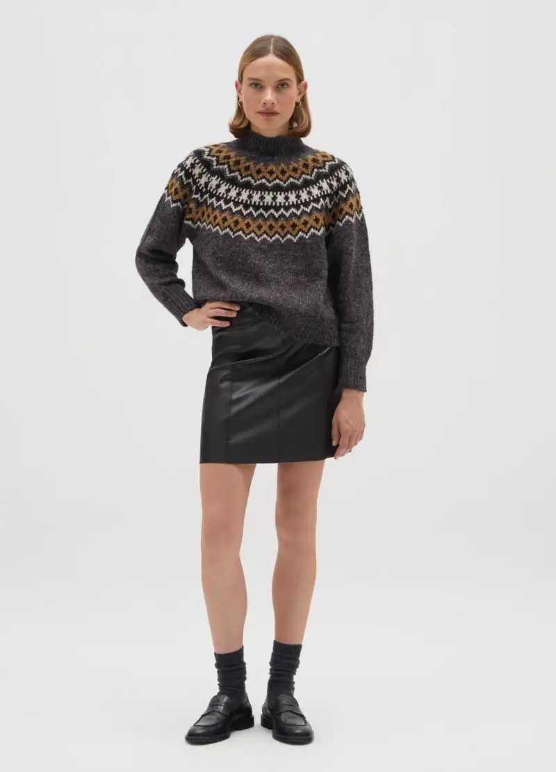 Pullover Multicolor Regular Fit Con Motivo Jacquard, Donna, Multicolor