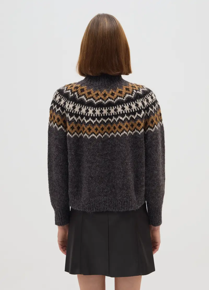 Pullover Multicolor Regular Fit Con Motivo Jacquard, Donna, Multicolor miniatura 3