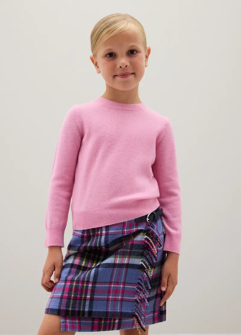 Pullover Rosa Da Bambina In Pura Lana, Rosa