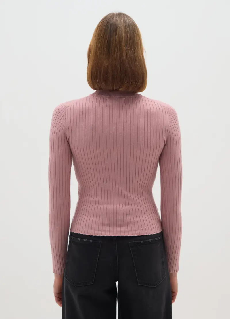 Pullover Rosa In Misto Viscosa, Donna, Rosa miniatura 3