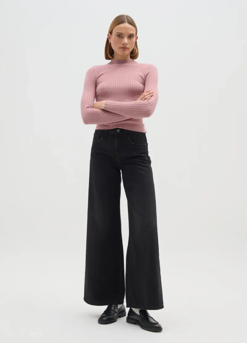 Pullover Rosa In Misto Viscosa, Donna, Rosa