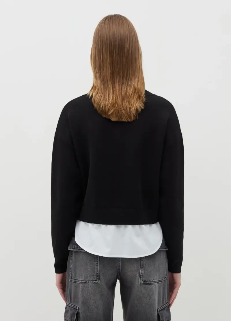 , Pullover Scollo A V Con Camicia, Donna, Multicolor miniatura 3